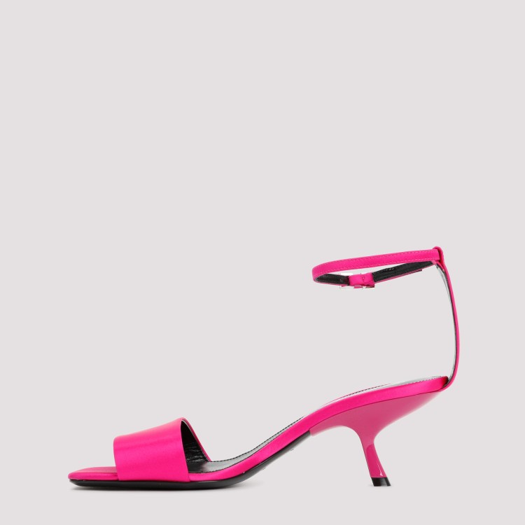 Shop Sergio Rossi Magenta Satin Sandals In Red