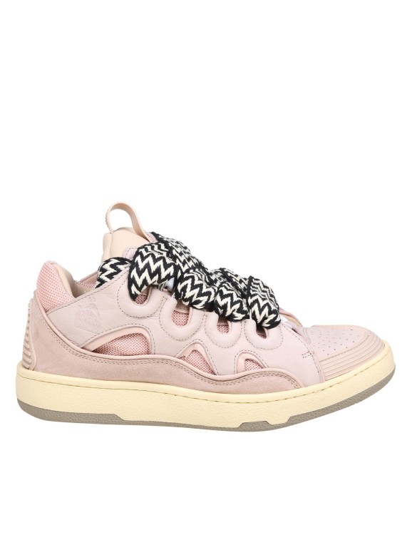 Shop Lanvin Skate Sneakers In Pink Leather In Neutrals