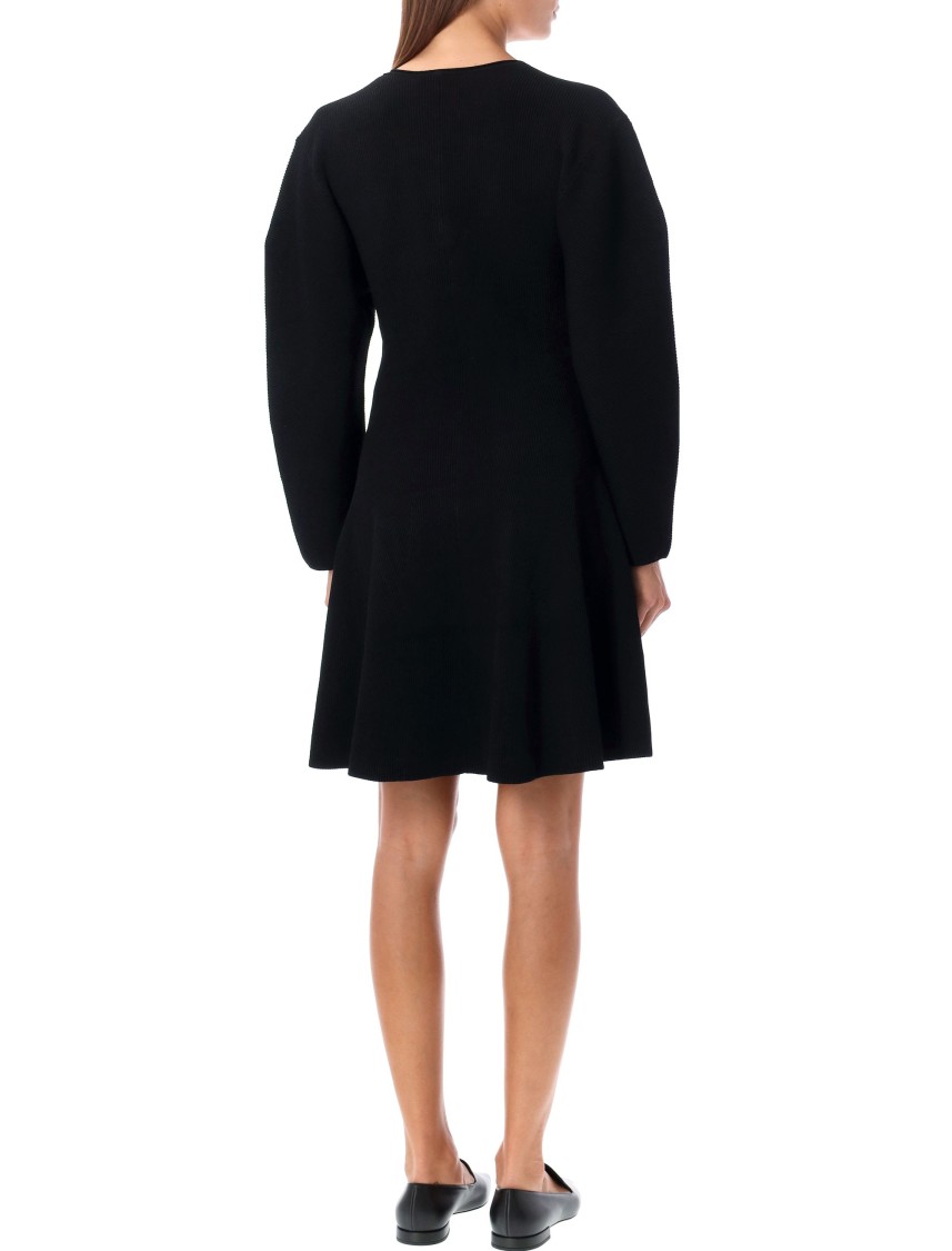 By Malene Birger Francesa Ribbed Puff-sleeve Mini Dress In Black
