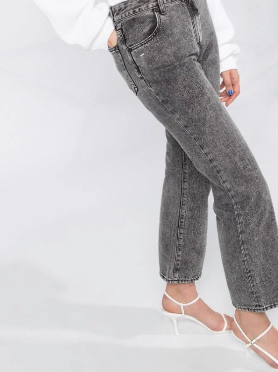Shop Off-white Cropped Leg Mid-rise Denim Jeans In Grey