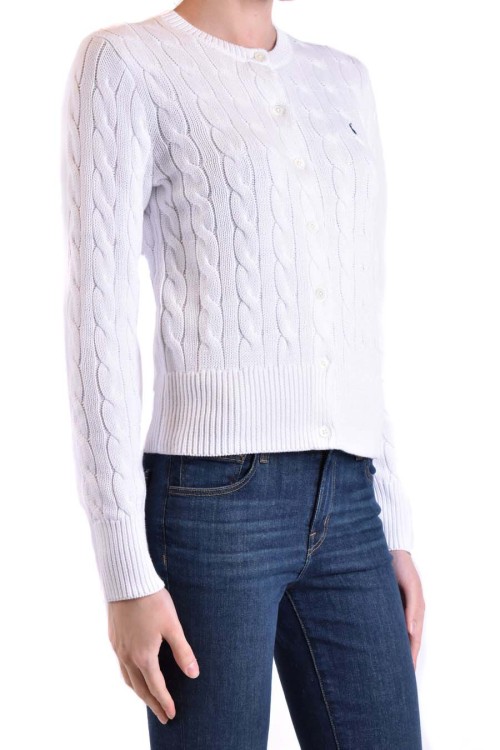 Polo Ralph Lauren Embroidered Cable-knit Cotton Cardigan In White