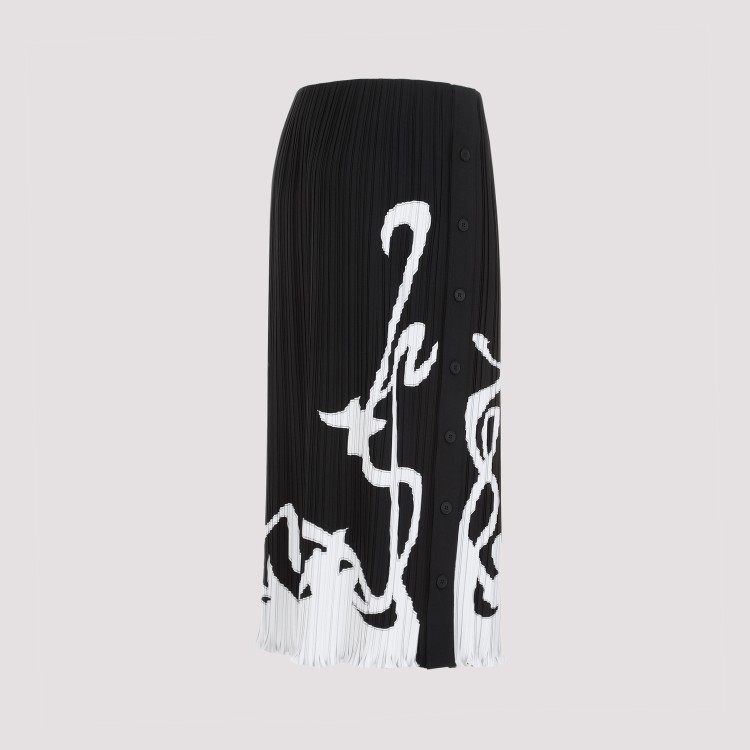 Shop Lanvin Black Pleated Long Skirt