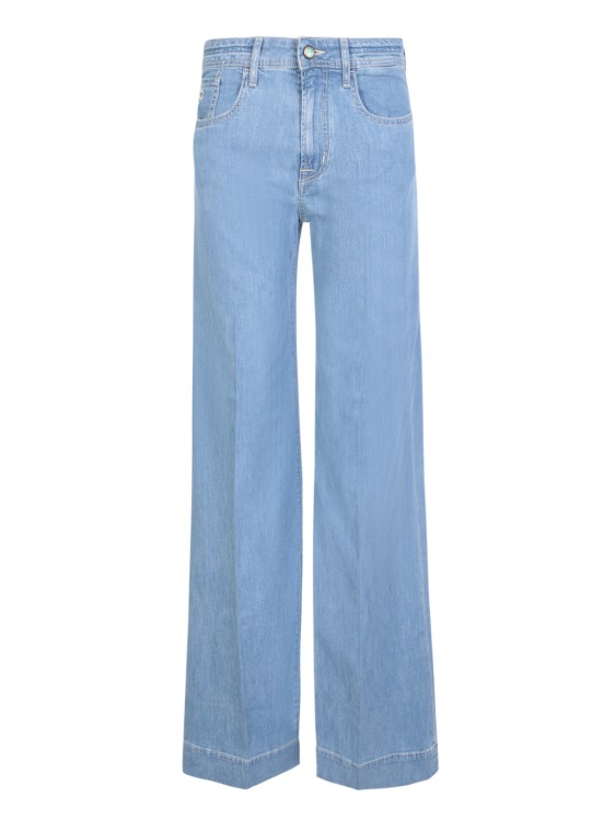 Shop Jacob Cohen Light Blue Wide Leg Jeans