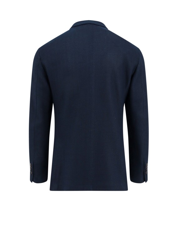 Shop Lardini Cotton Blazer With Iconic Brooch In Blue