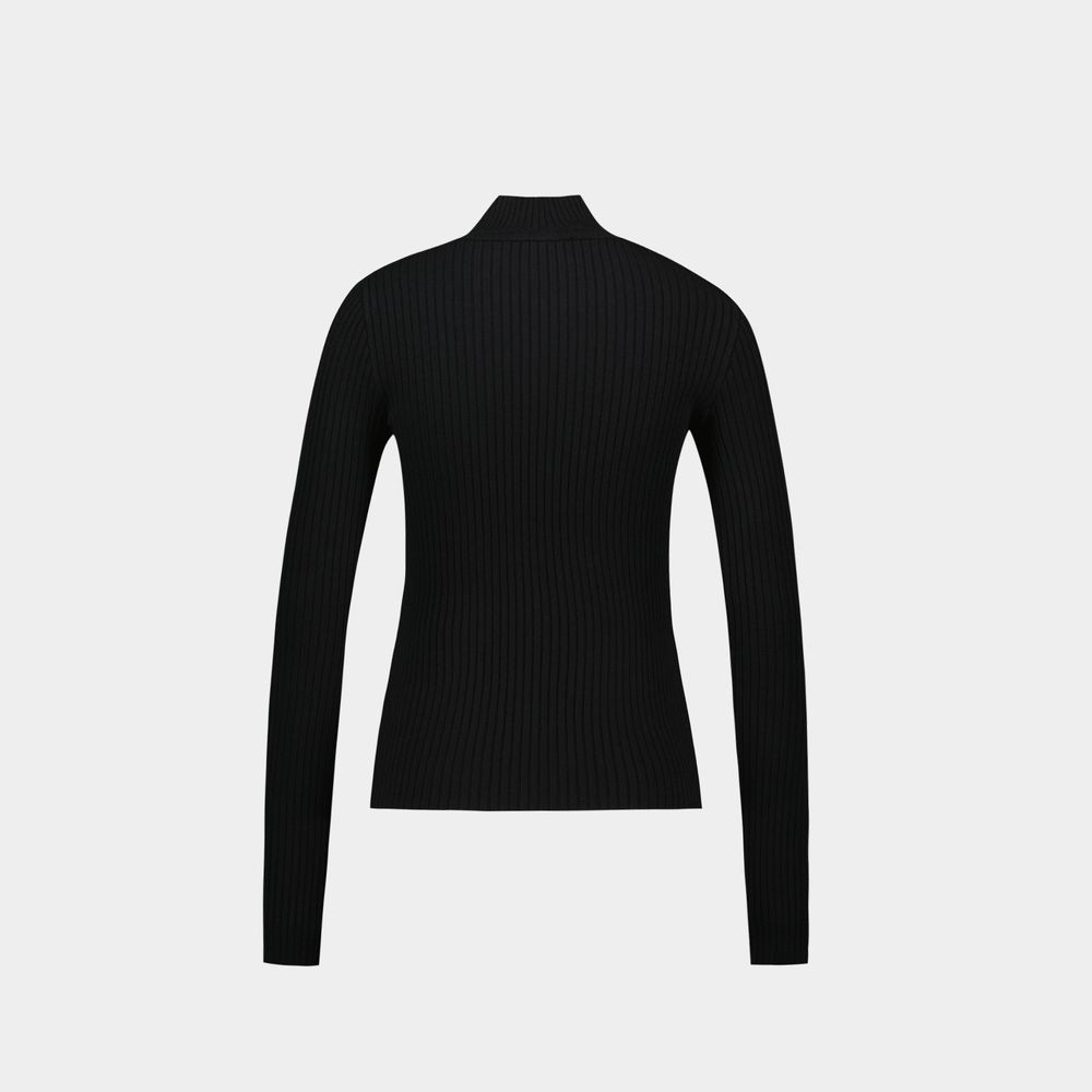 Courrèges Reedition Ribbed Sweater In Black
