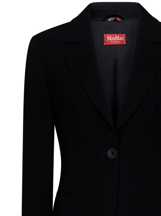 Shop Max Mara Long Single-breasted Black Technical Cady Blazer