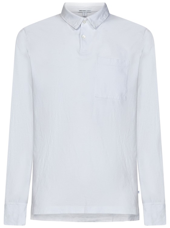 Shop James Perse Rugby Polo Shirt In White Suede Jersey