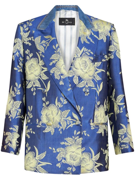 Shop Etro Blue Floral-jacquard Jacket