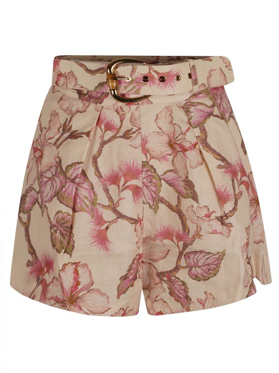 Shop Zimmermann Coral Pink Linen Shorts