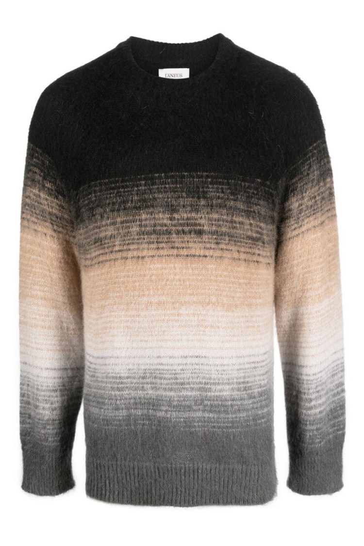 Shop Laneus Multicolor Gradient Knit Sweater In Black