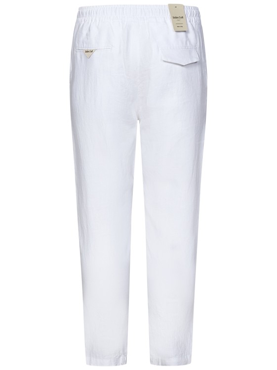 Shop Golden Craft White Linen Tapered Leg Trousers