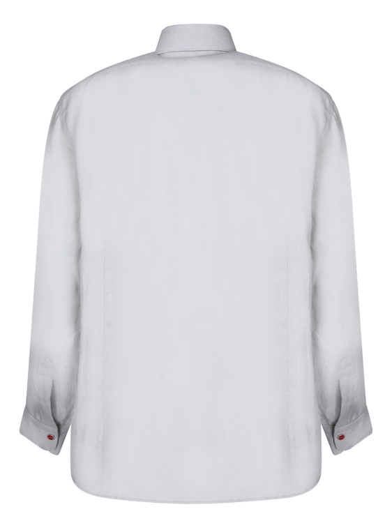 Shop Kiton Long Sleeves Linen Shirt In White