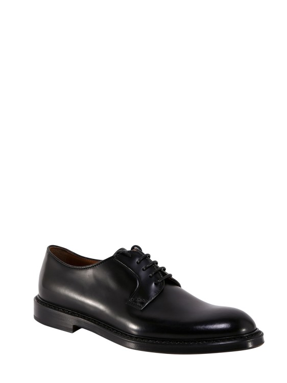 Shop Doucal's Leather Horse Derby Shoe In Black