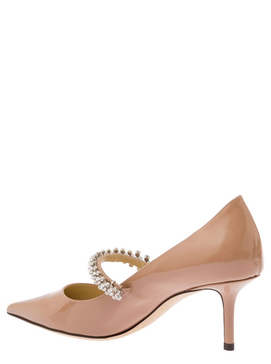 Shop Jimmy Choo Bing' Pink Pumps With Crystal Embellishment In Patent Leather In Neutrals