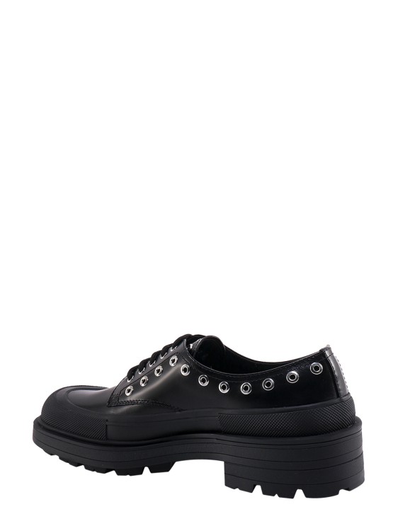 Shop Alexander Mcqueen Leather Lace-up Shoe With Metal Details In Black