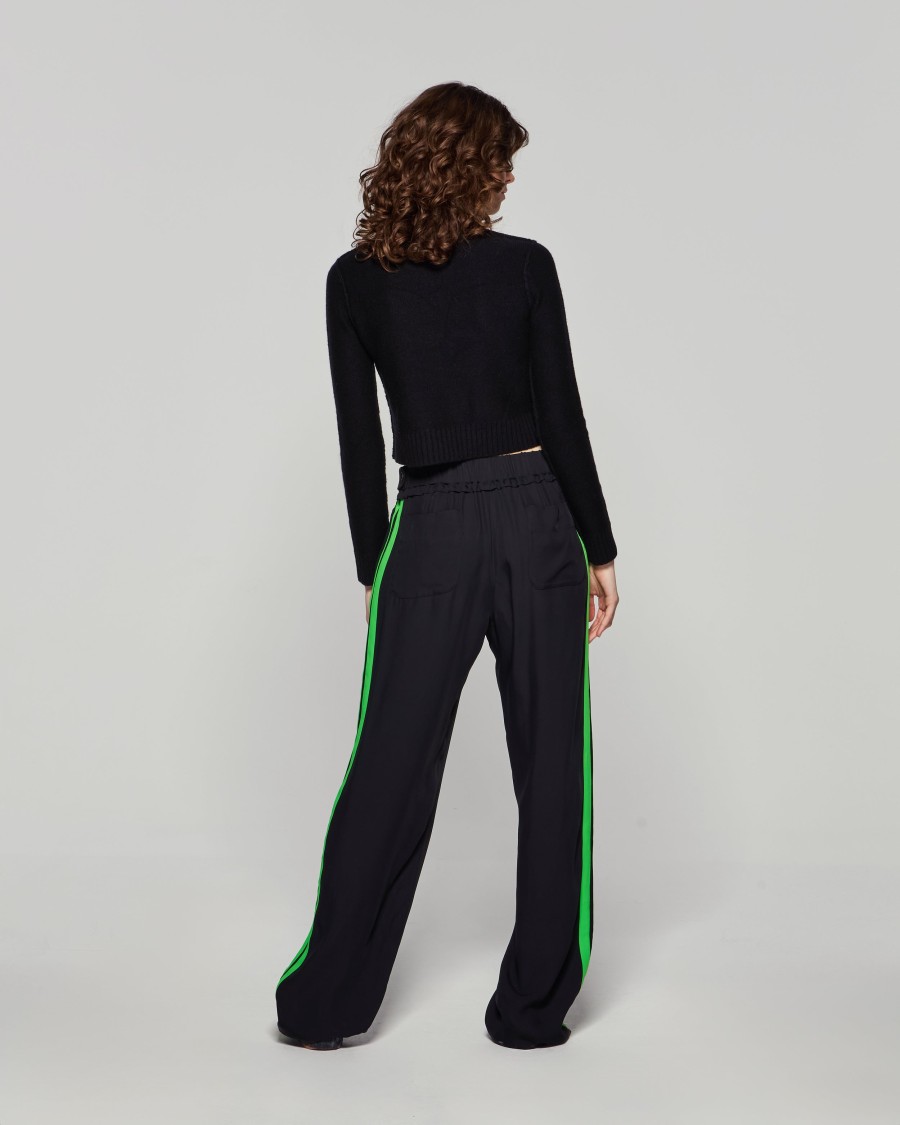 Serena Bute Boyfriend Trouser '24 - Black/bright Green In Black