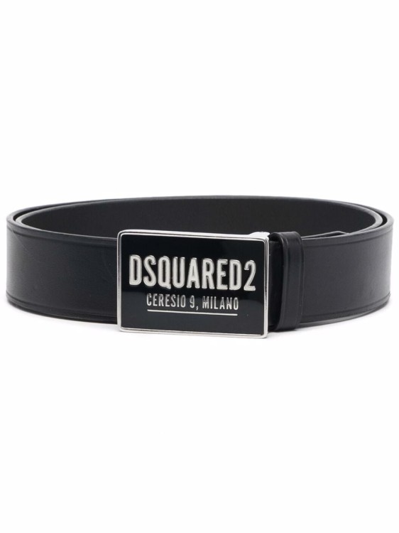 Dsquared2 Black Calf Leather Logo-plaque Leather Belt