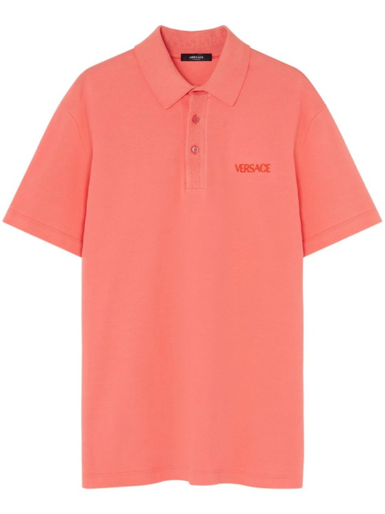 Shop Versace Corai Logo-embroidered T-shirt In Orange
