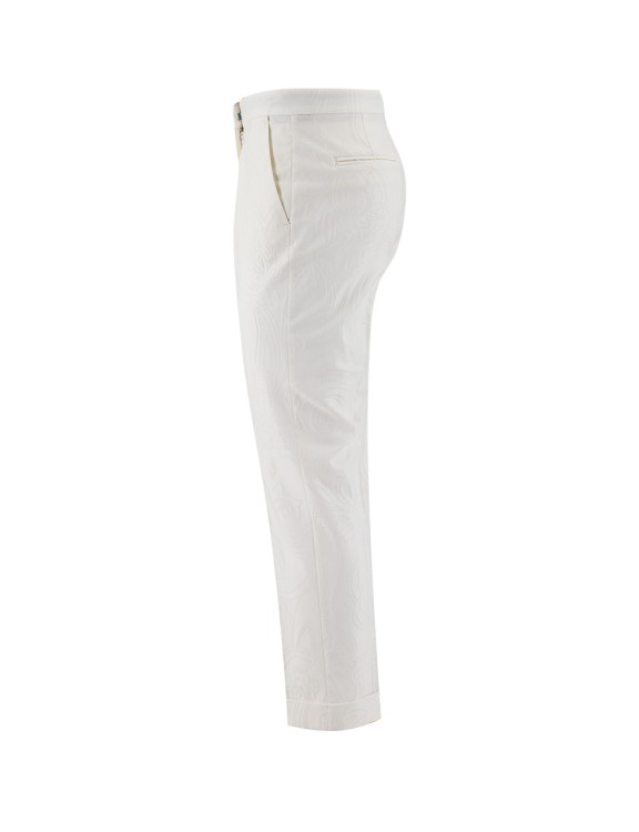 Shop Etro White Stretch Cotton Blend Jacquard Tailored Trousers