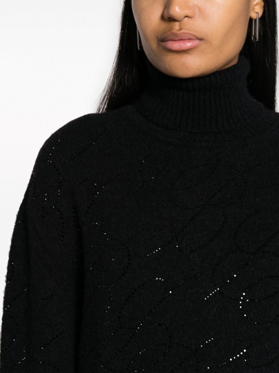 Shop Blumarine Crystal-embellished Knitted Jumper In Black