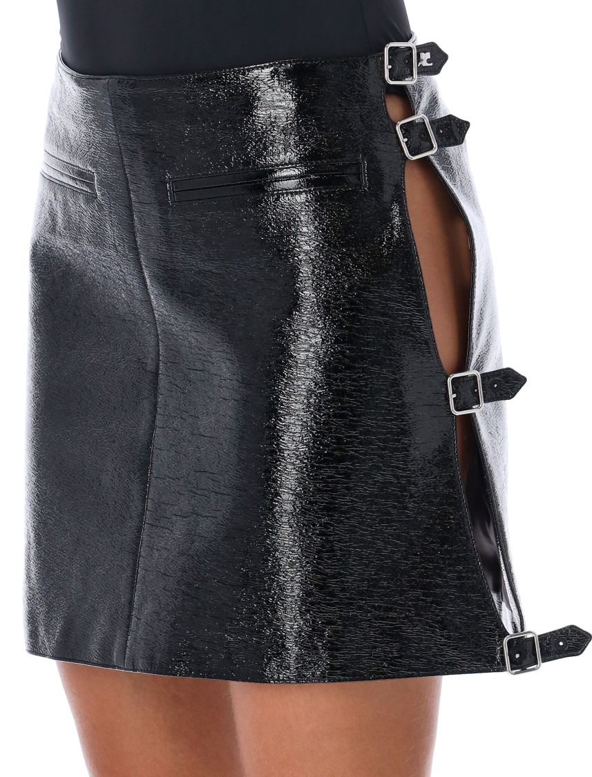 Courrèges Multi Sangle Vynil Mini Skirt In Black