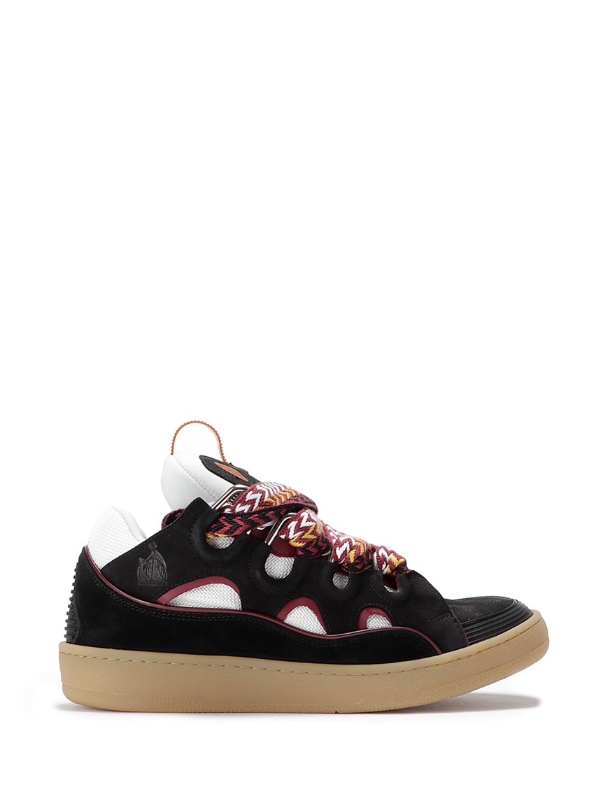 Shop Lanvin Suede Sneakers With Two-tone Laces In Black