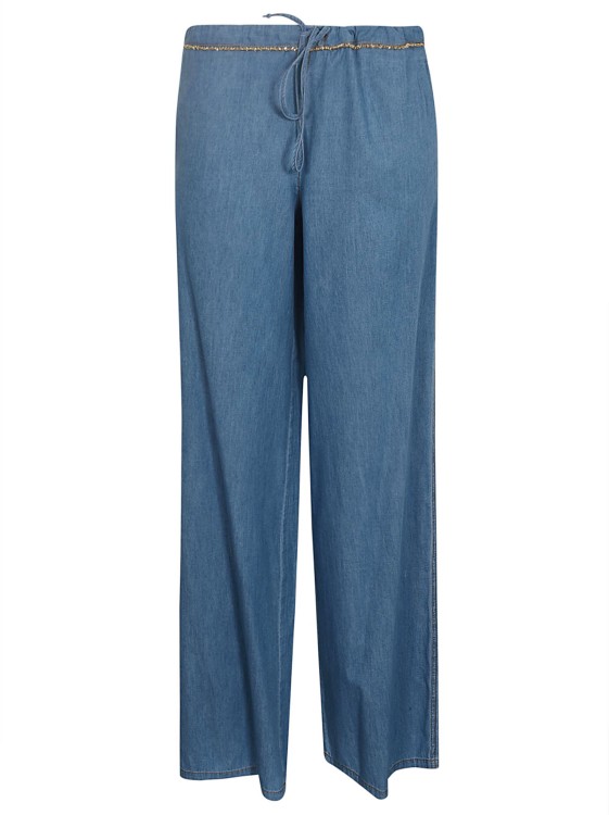 Ermanno Scervino Blue Cotton Textured Trouser
