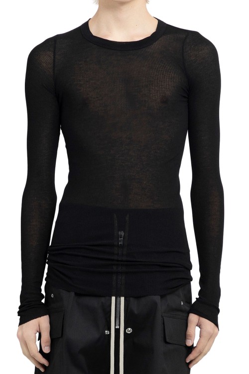 Rick Owens Unstable Cotton Long Sleeve T-shirt In Black