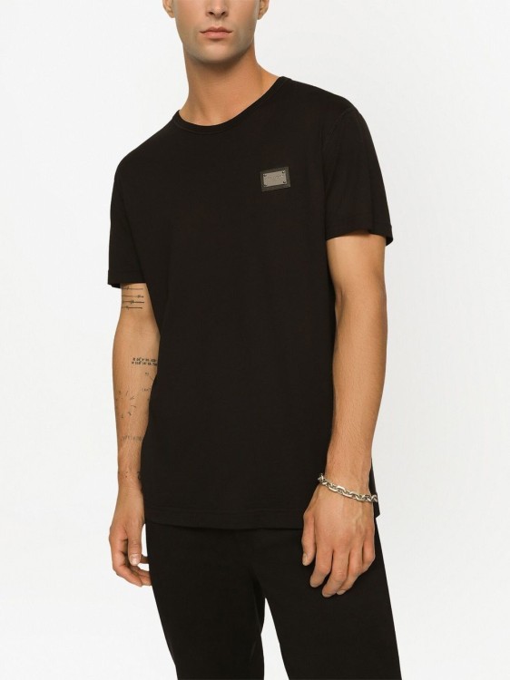 Shop Dolce & Gabbana Black Logo-plaque Short-sleeve T-shirt