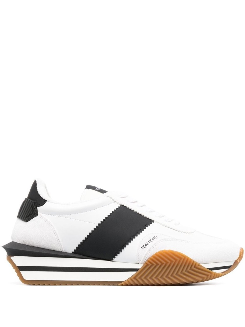 Tom Ford Logo-patch Lace-up Sneakers In White