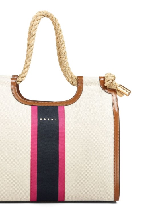 Shop Marni Multicolored  Striped Canvas Bag