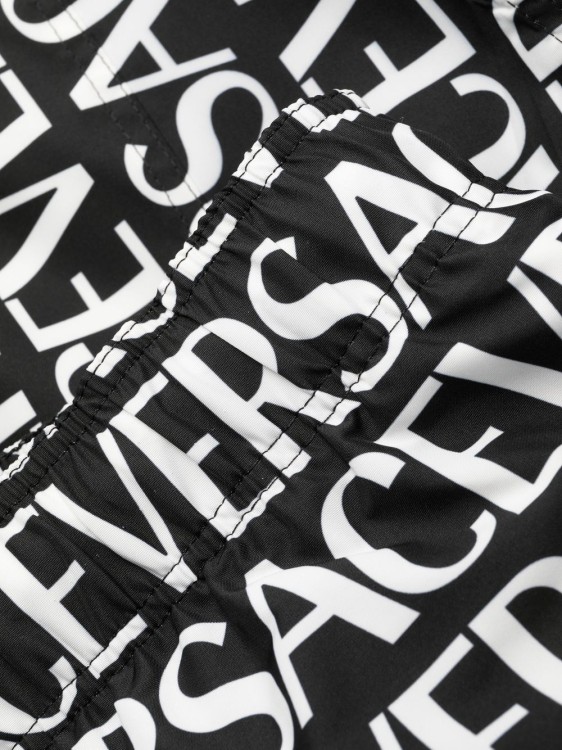 Shop Versace Logo-print Swim Shorts In Grey