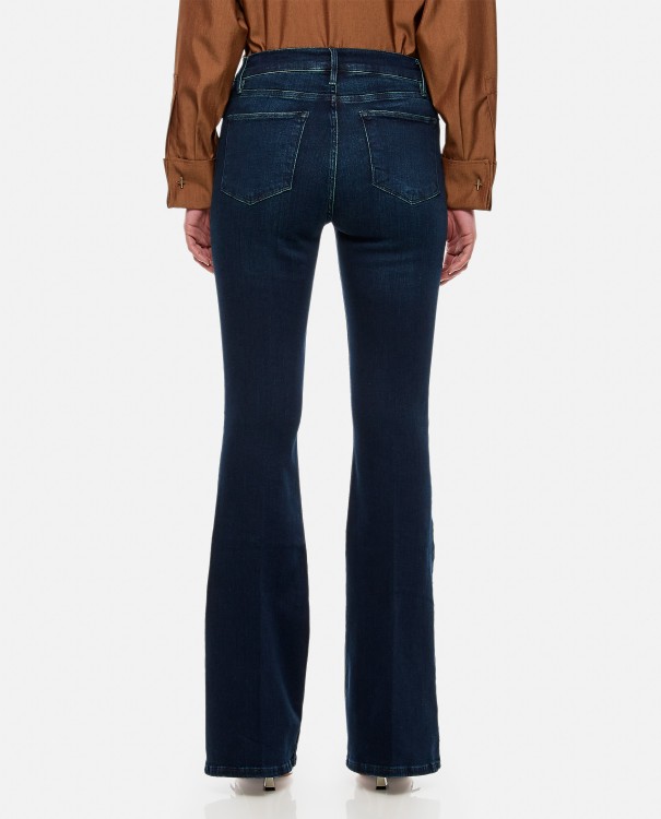 Shop Frame Le High Flare Cotton Jeans In Blue
