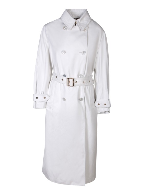 Shop Moorer Double-breasted Trench Coat In White