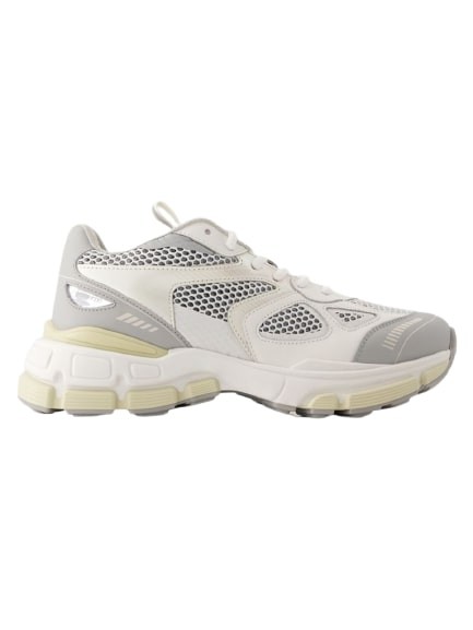 Shop Axel Arigato Marathon Neo Runner Sneakers - Leather - Beige In White