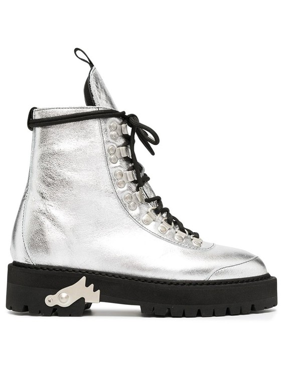 Shop Off-white Off White Metallic Finish Ankle Boots