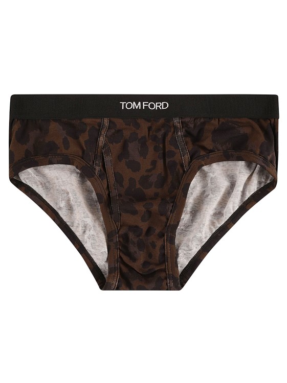 Shop Tom Ford Leopard Cotton Briefs In Black