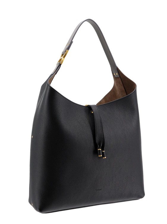 Shop Chloé Leather Shoulder Bag Wih Iconic Metal Detail In Black