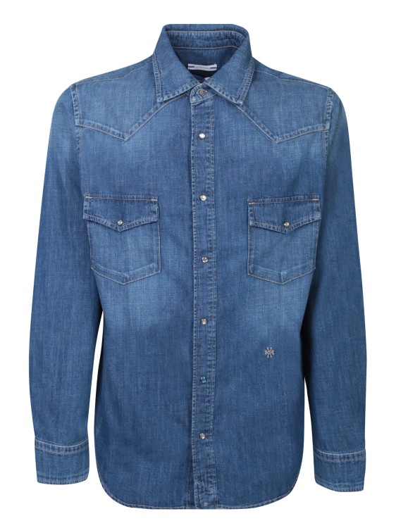 Jacob Cohen Denim Shirt With A Pointed Collar In Blue