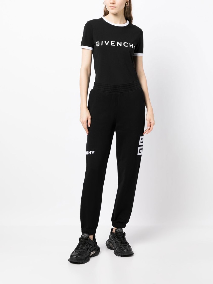 Givenchy Black Crewneck T-shirt With Logo Lettering On The Front And 4g Logo On The Rear In Cotton S In Black
