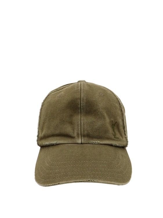 Shop Saint Laurent Ribbed Cotton Hat In Green