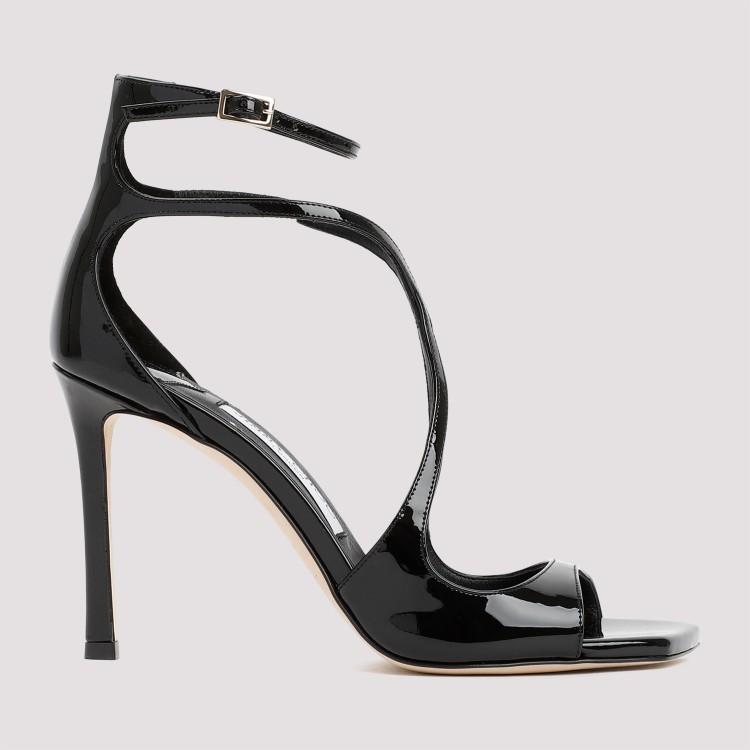 Jimmy Choo Womens Black Azia 110 Strappy Patent Leather Sandals In Black