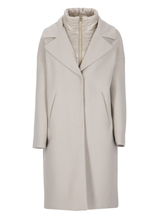 Herno Beige Long Casual Jacket In Grey