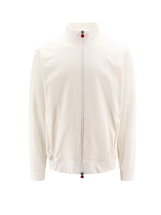 Shop Kiton Cotton Sweatshirt With Iconic Enamelled Sliders In Neutrals