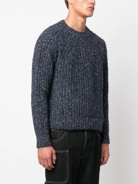 Shop Marant Navy Blue Ribbed Knit Sweater