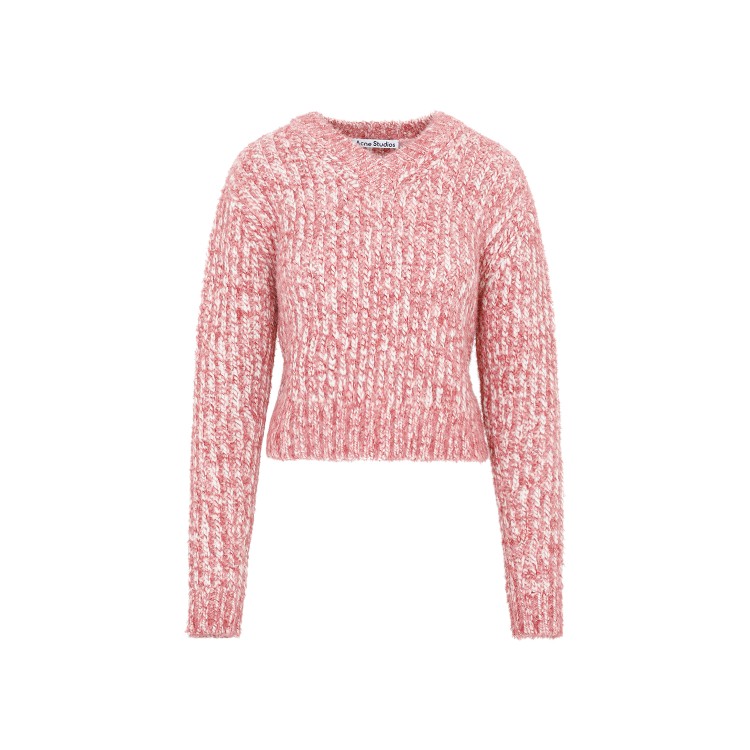 Shop Acne Studios Pink And White Wool V Neck Sweater