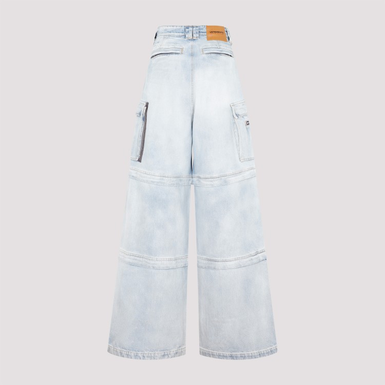 Shop Vetements Light Blue Cotton Transformer Baggy Jeans In White
