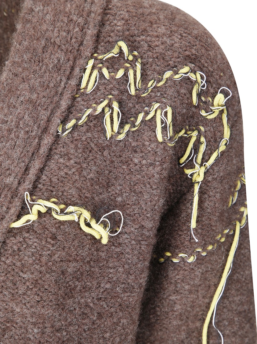 Stefano Mortari Cardigan Lana Lavorato In Brown