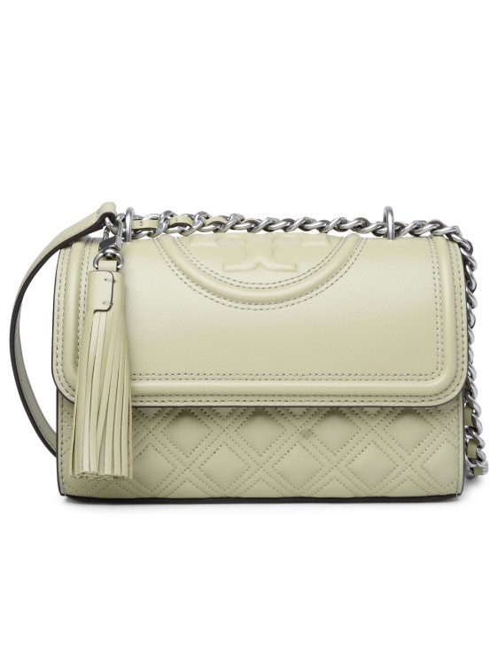 Shop Tory Burch Small 'fleming' Shoulder Bag In Green Leather In Neutrals