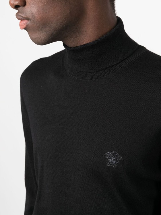 Shop Versace Medusa-patch Roll-neck Jumper In Black
